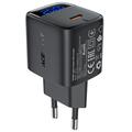 Acefast A113 20W GaN USB-C-laturi LED-tehonäytöllä - musta
