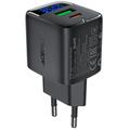 Acefast A116 GaN 35W kaksitieporttinen pikalaturi LED-tehonäytöllä - musta