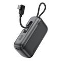 Acefast M27-10000 Mini Powerbank 10000mAh USB-C-kaapelilla - 22.5W - musta
