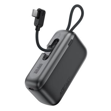 Acefast M27-10000 Mini Powerbank 10000mAh USB-C-kaapelilla - 22.5W - musta