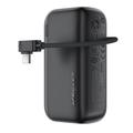 Acefast M27-10000 Mini Powerbank 10000mAh USB-C-kaapelilla - 22.5W - musta
