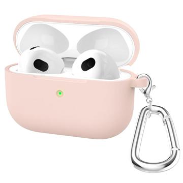 AirPods 3 Silikonikotelo kanssa Avaimenperän A060 - Vaaleanpunainen