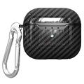 AirPods 3 TPU Kotelo Karabiinilla - Hiilikuitu - Musta