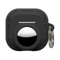 AirPods 5/4/AirTag 2-in-1 -silikonikotelo karabiinilla – musta
