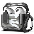 AirPods 4/AirPods 5 -suojakotelo, camo-kuvio, iskunkestävä, karabiinikiinnikkeellä - Naamiointiharmaa
