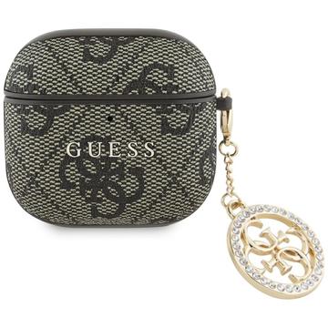 AirPods 4 Guess 4G Strass Charm Kotelo - Ruskea