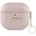 AirPods 4 Guess Metallic Script Charm -kotelo - vaaleanpunainen