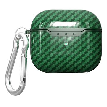 AirPods 4 TPU Kotelo Karabiinilla - Hiilikuitu - Vihreä