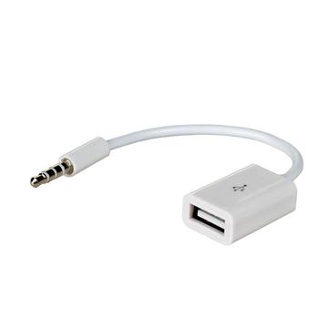 Akyga USB AUX-sovitin 15cm - USB-A naaras/3.5mm uros - Valkoinen