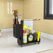 Alumiininen keittiön organisointiteline valuma-alustalla