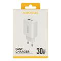 Amorus 30W GaN nopea seinälaturi - Valkoinen