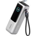 Anker 25000mAh Powerbank 165W / 2 integroitua USB-C-kaapelia - hopea