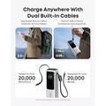 Anker 25000mAh Powerbank 165W / 2 integroitua USB-C-kaapelia - hopea