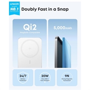 Anker Nano Slim magneettinen powerbank 5000mAh - valkoinen