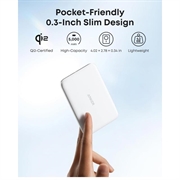 Anker Nano Slim magneettinen powerbank 5000mAh - valkoinen