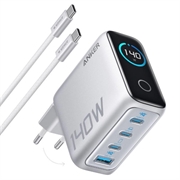 Anker Zolo 140W GaN pöytälaturi USB-C-kaapelilla - Hopea