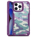 iPhone 15 Pro Max Anti-Shock Hybridikotelo - Naamiointi - Violetti