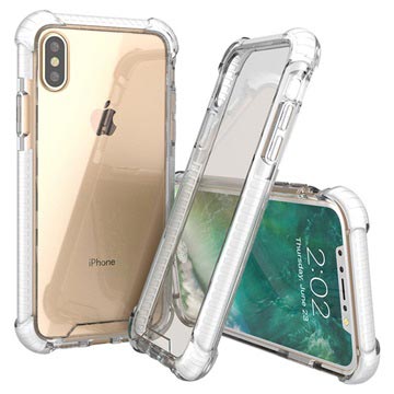 iPhone X Anti-Shock Hybrid Crystal Kotelo - Läpinäkyvä / Valkoinen