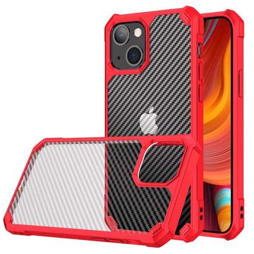 Anti-Shock iPhone 14 Plus -hybridikotelo - Hiilikuitu - punainen