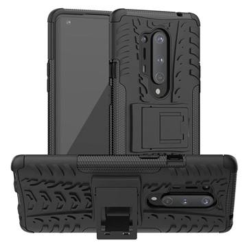 Liukumaton OnePlus 8 Pro Hybridikotelo Jalustalla - Musta