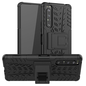 Liukumaton Sony Xperia 1 II Hybridikotelo Jalustalla - Musta
