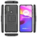 Liukumaton Motorola Moto E20/E30/E40 Hybridikotelo Jalustalla - Musta
