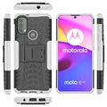 Liukumaton Motorola Moto E20/E30/E40 Hybridikotelo Jalustalla - Valkoinen / Musta