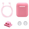 4-in-1 Apple AirPods / AirPods 2 Silikonilisävarustepaketti - Vaaleanpunainen