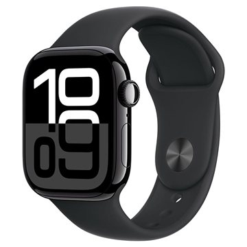 Apple Watch 10 GPS MWWE3QN/A - Alumiini, musta urheiluranneke, S/M, 42mm - Suihkumusta