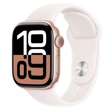 Apple Watch 10 GPS MWWJ3QN/A - Alumiini, vaaleanruskea urheiluranneke, M/L, 42mm - Ruusukulta