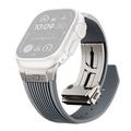 Apple Watch (42/44/SE/45/46/49mm) -rannekoru, jossa on pystysuuntaiset raidat ja titaaniliitin - harmaa
