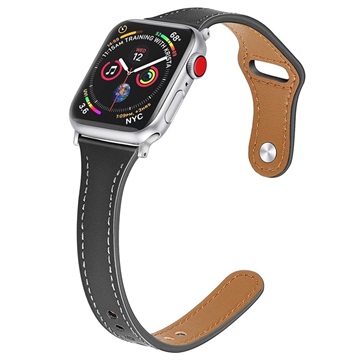 Apple Watch Ultra 2/Ultra/10/9/8/SE (2022)/7/SE/6/5/4/3/2/1 Premium Nahkaranneke - 46mm/45mm/44mm/42mm - Musta