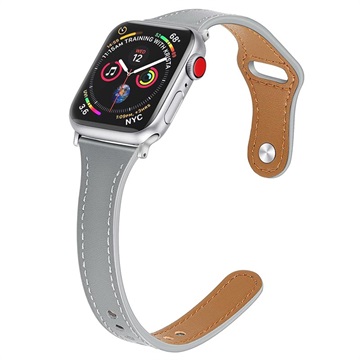 Apple Watch 7/SE/6/5/4/3/2/1 Premium Nahkaranneke - 45mm/44mm/42mm - Harmaa