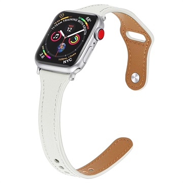 Apple Watch Ultra 2/Ultra/9/8/SE (2022)/7/SE/6/5/4/3/2/1 Premium Nahkaranneke - 45mm/44mm/42mm - Valkoinen