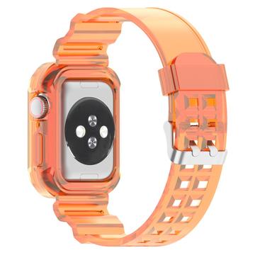 Apple Watch Series 10 Vaihto Silikonihihna Integroidulla Kehyksellä - 42mm - Läpinäkyvä Oranssi