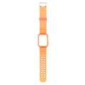Apple Watch Series 10 Vaihto Silikonihihna Integroidulla Kehyksellä - 42mm - Läpinäkyvä Oranssi
