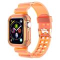 Apple Watch Series 10 Vaihto Silikonihihna Integroidulla Kehyksellä - 42mm - Läpinäkyvä Oranssi