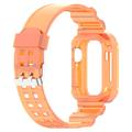 Apple Watch Series 10 Vaihto Silikonihihna Integroidulla Kehyksellä - 42mm - Läpinäkyvä Oranssi