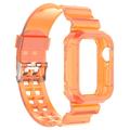 Apple Watch Series 10 Vaihto Silikonihihna Integroidulla Kehyksellä - 42mm - Läpinäkyvä Oranssi