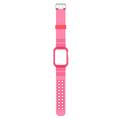 Apple Watch Series 10 Vaihto Silikonihihna Integroidulla Kehyksellä - 42mm - Läpinäkyvä Pinkki