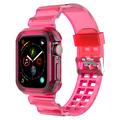 Apple Watch Series 10 Vaihto Silikonihihna Integroidulla Kehyksellä - 42mm - Läpinäkyvä Pinkki
