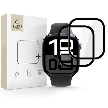 Apple Watch Series 10 Tech-Protect Glass Flex+ -hybridinäytönsuoja - 46mm - 2 kpl. - Musta reuna