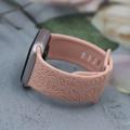 Apple Watch Series 11/10/9/8/SE 3/SE (2022)/7/SE/6/5/4/3/2/1 -kukkakuvioinen silikoniranneke - 42mm/41mm/40mm/38mm - hiekkapinkki