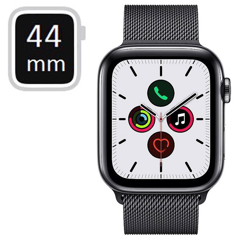 smartwatch preto com pulseira rose