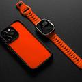 Apple Watch Series Ultra 2/Ultra/9/8/SE (2022)/7/SE/6/5/4/3/2/1 Tech-Protect IconBand Line Silikoniranneke - 49mm/45mm/44mm/42mm - Oranssi värinen