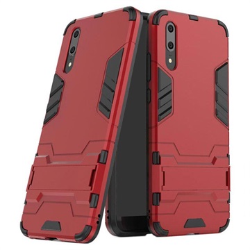 Huawei P20 Armor Hybridikotelo Jalustalla - Punainen