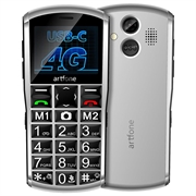 Artfone A400 Seniori Puhelin SOS:illa - 4G, Dual SIM - Harmaa
