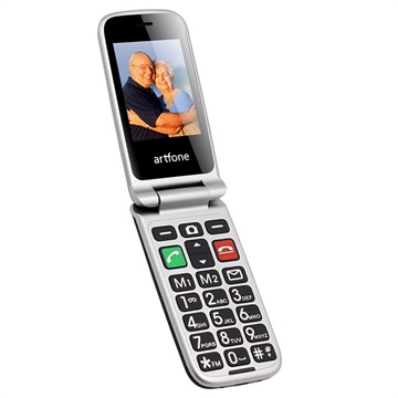 Artfone CF241A Senior Simpukkapuhelin - Kaksois- SIM, SOS - Musta