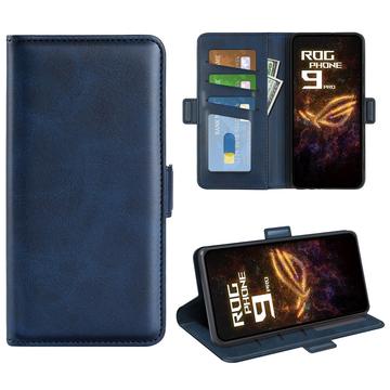 Asus ROG Phone 9 Pro lompakko kotelo magneettisuljin - vasikka tekstuuri - sininen