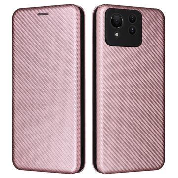 Asus Zenfone 11 Ultra Läppäkotelo - Hiilikuitu - Ruusukulta